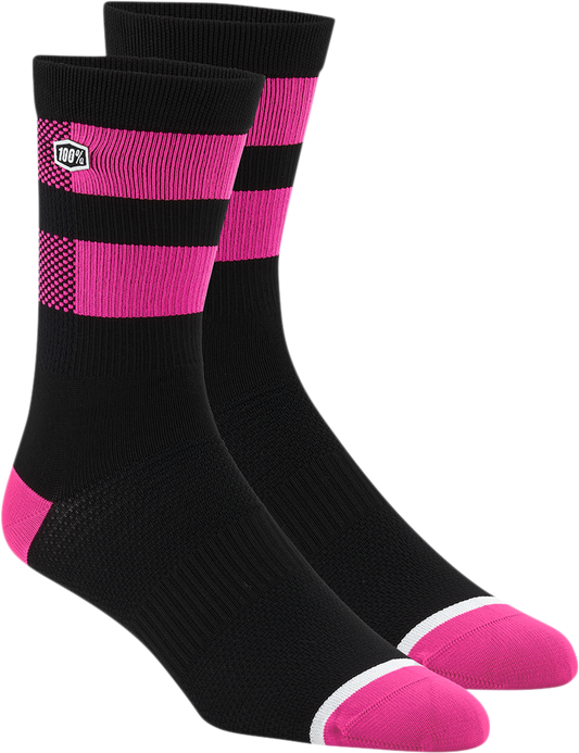 Flow Socks - Black/Fluorescent Pink - Large/XL