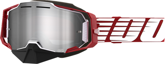 Armega Snow Goggles - Oversized Red - Silver Mirror