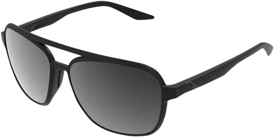 Kasia Aviator Sunglasses - Round - Matte Black - Black Mirror